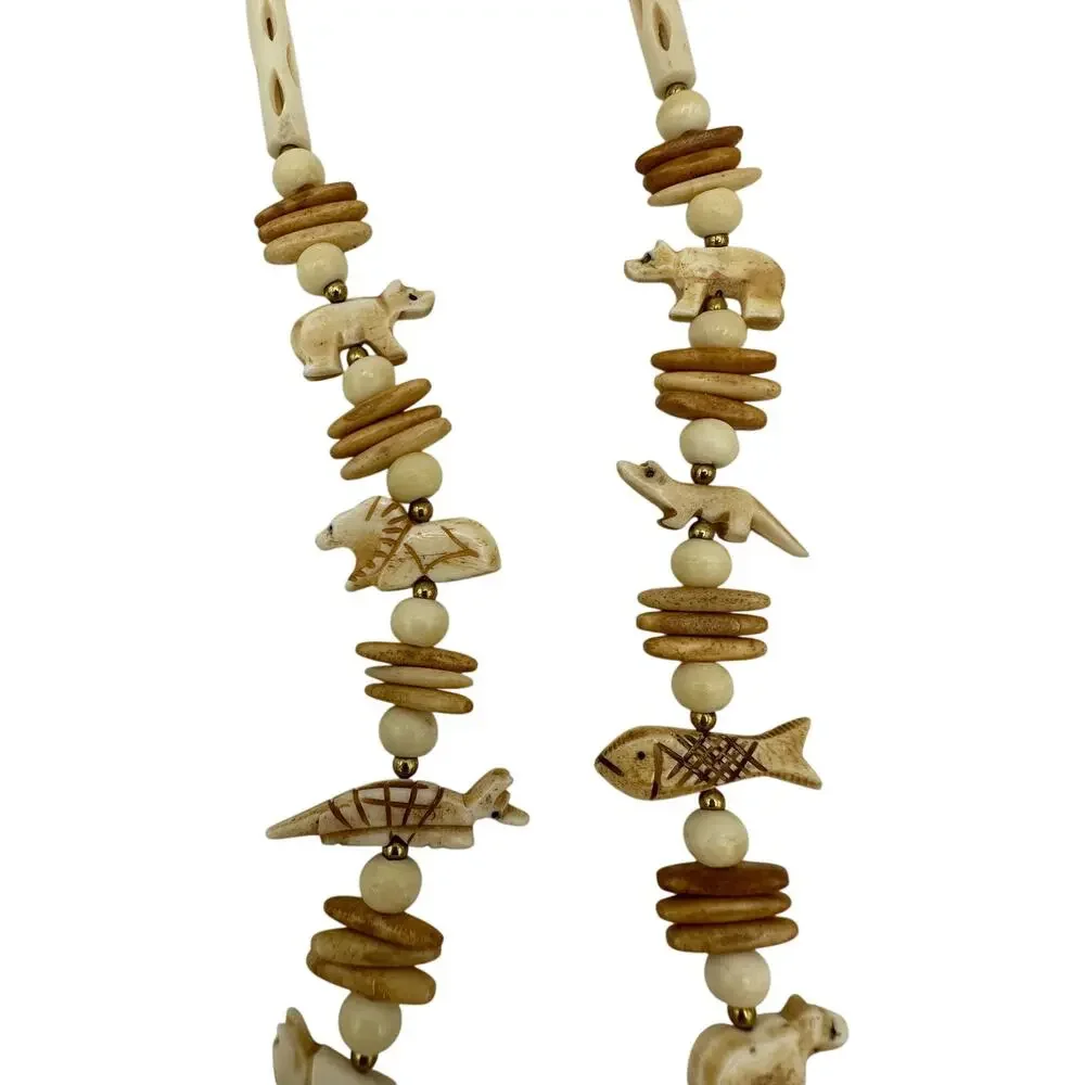 Vintage Navajo Carved Bone Necklace 13
